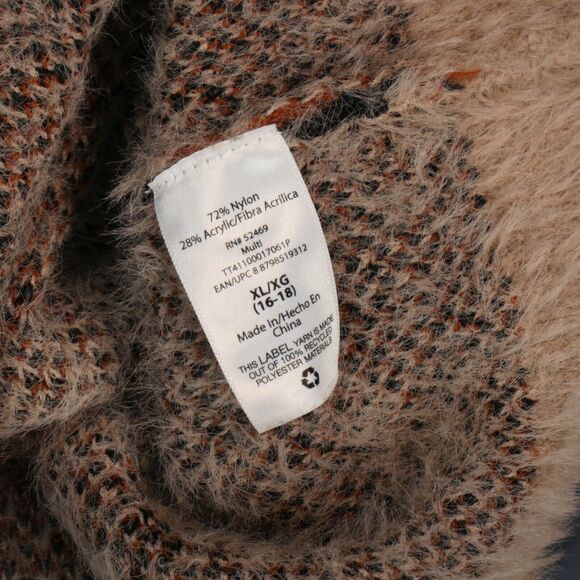 Wild Sweater Women Size XL 16-18 Brown Leopard Cheetah Big Cat Animal Fuzzy Soft - Picture 7 of 8